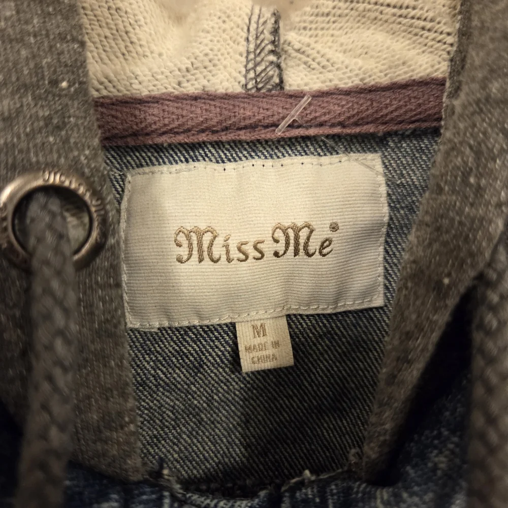 Miss‎ Me Jean Jacket Girls Med Cotton Sleeve hooded Embellished Beaded